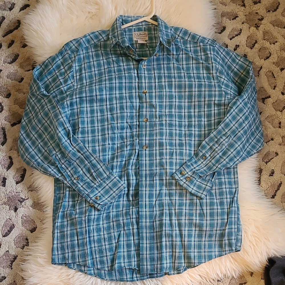 L.L. Bean Men's Blue Plaid Shirt